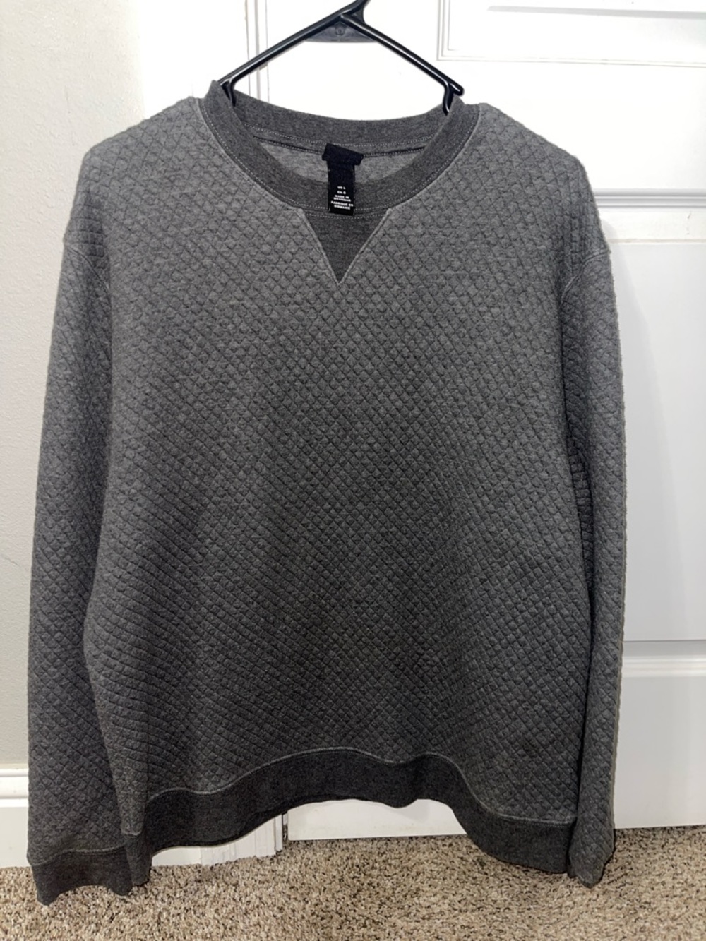 H&M Men's Quilted Crewneck Sweater - Gray